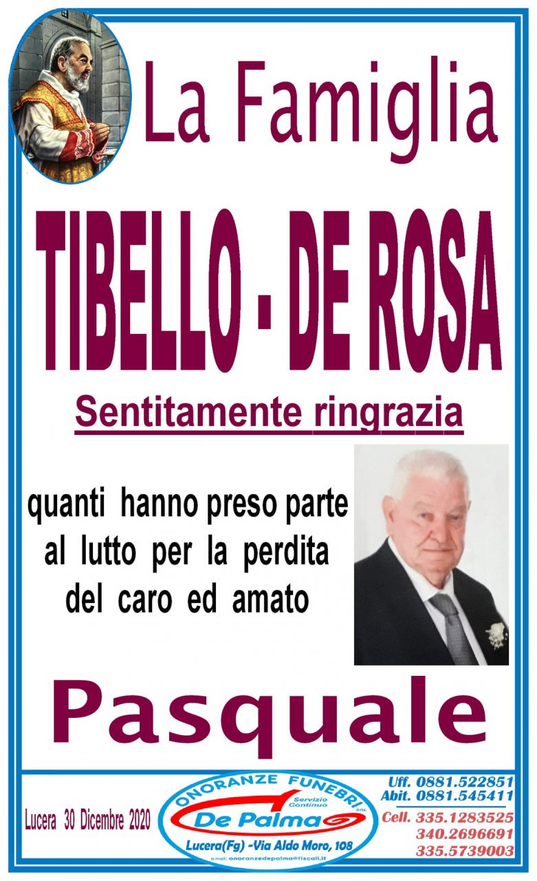 La famiglia Tibello - De Rosa ringrazia