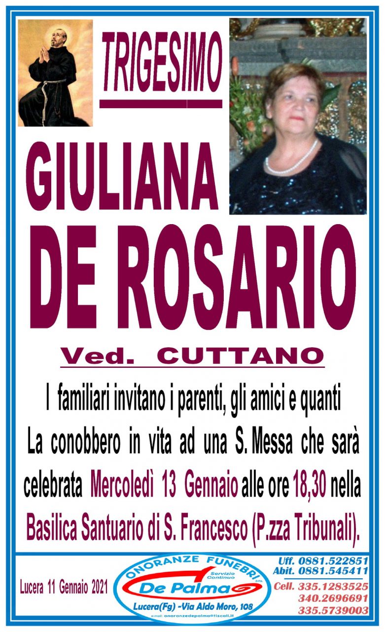 Trigesimo Giuliana De Rosario